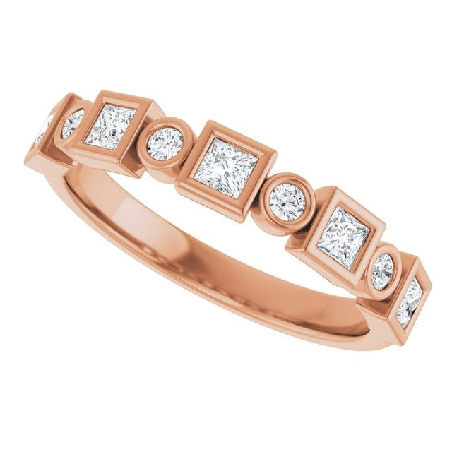 DFJ 14 Karat Rosé Gold Bezel Set Diamond Band, 0.45tw
