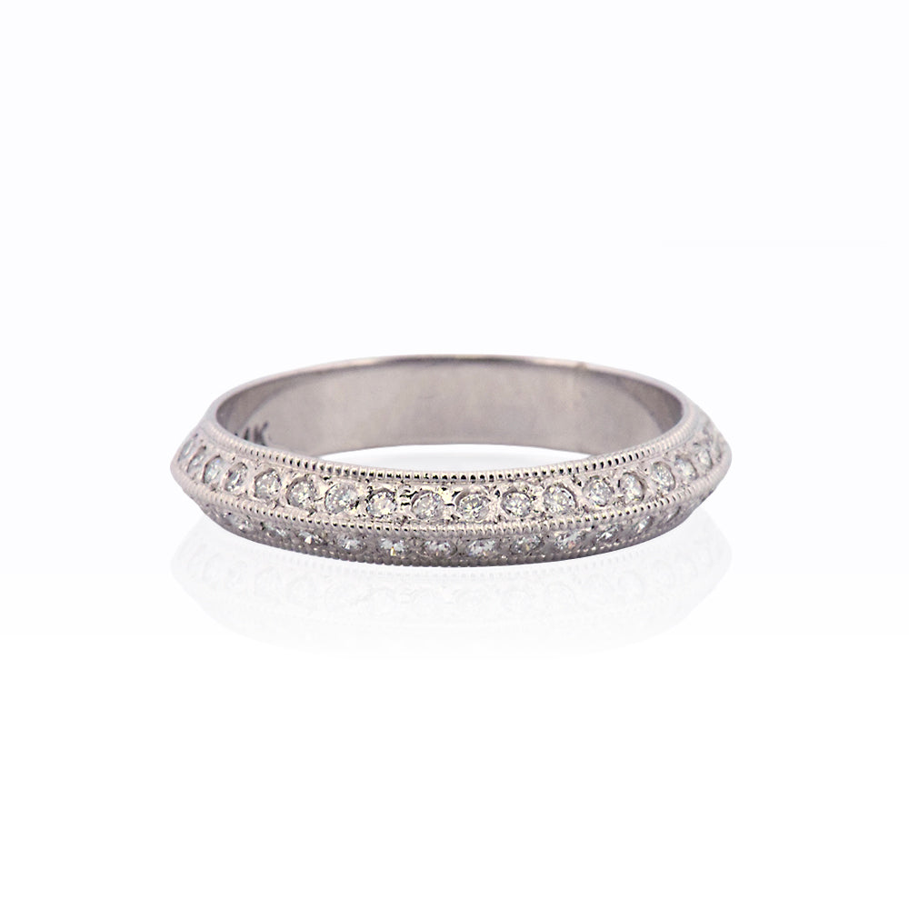 DFJ 14 Karat White Gold Pave Set Diamond Band, 0.3tw