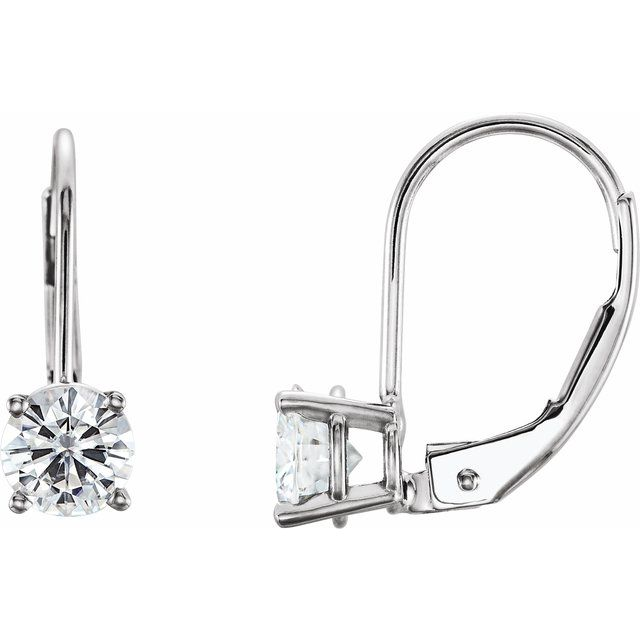DFJ 14 Karat White Gold Four Prong Set Diamond Earrings, 0.54tw