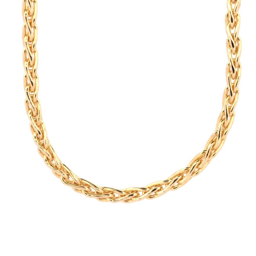 DFJ 14 Karat Yellow Gold Polished Wheat Necklace