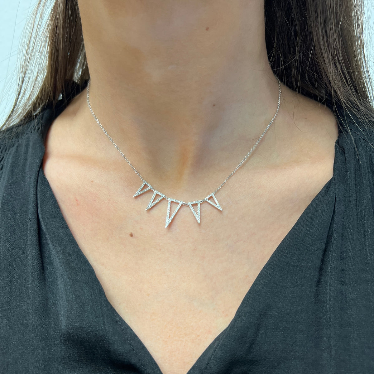 Gabriel &amp; Co. 14 Karat White Triangular Diamond Necklace