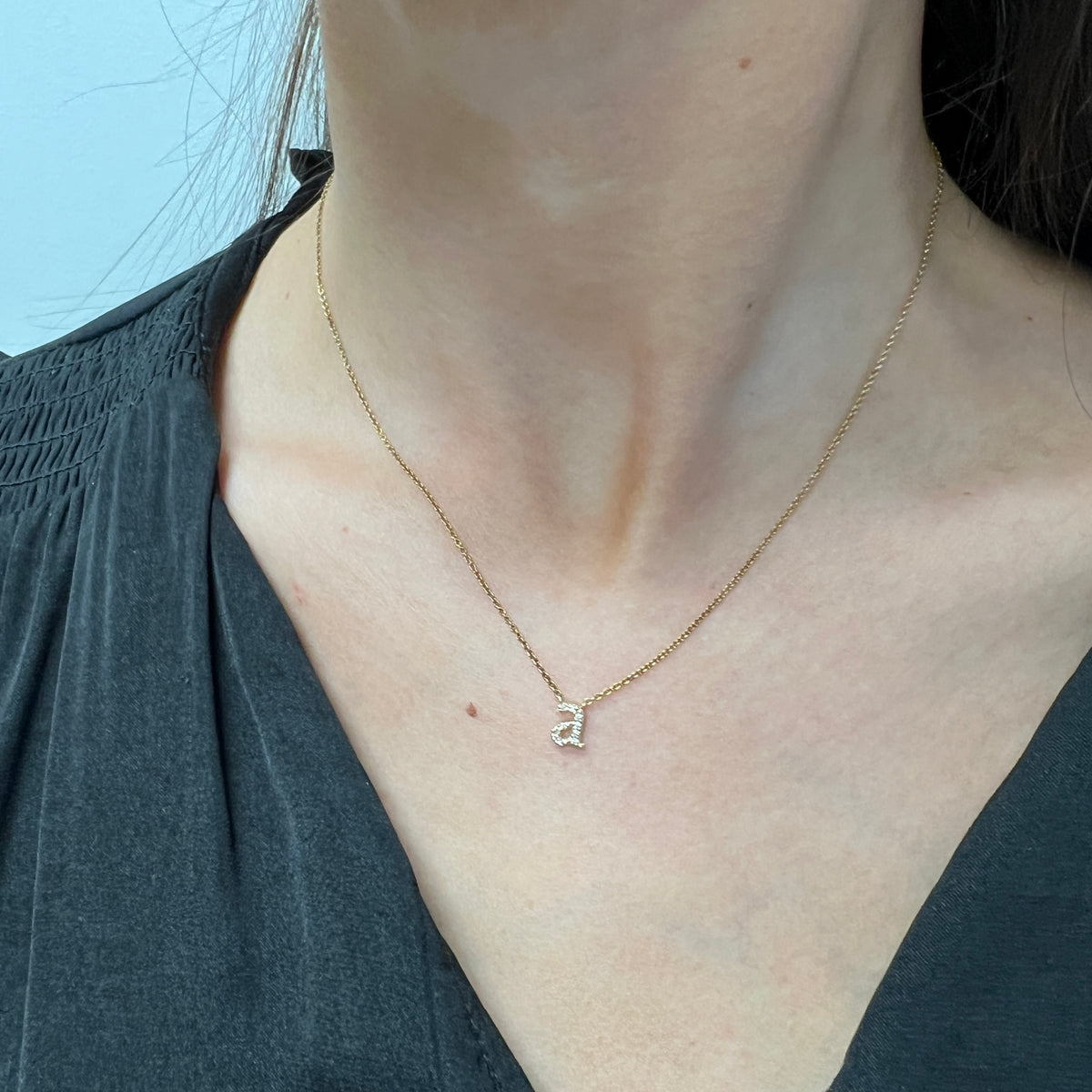 DFJ 14 Karat Yellow Gold Initial Pendant