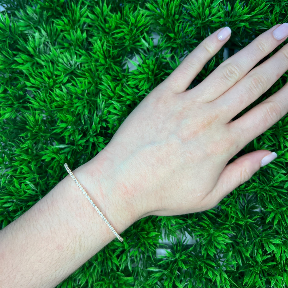 Gabriel &amp; Co. 14 Karat Rosé Gold Diamond Eternity Bangle Bracelet 1.28TWT