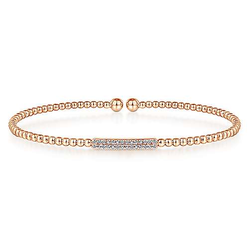 Gabriel & Co. 14 Karat Rosé Gold Bujukan Bead Bangle with Diamonds 0.13TWT