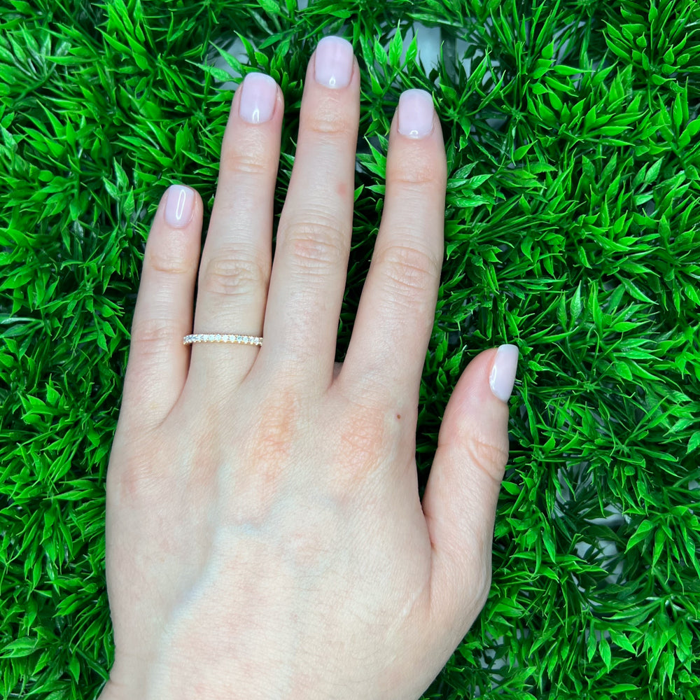 DFJ 14 Karat Rosé Gold Shared Prong Set Diamond Band, 0.51tw