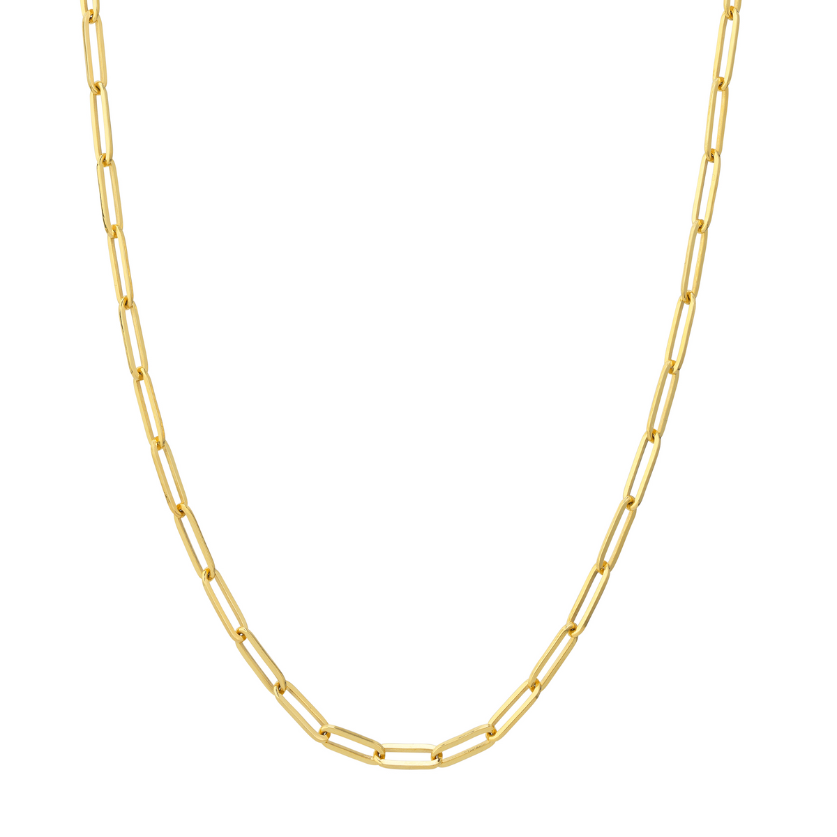 DFJ 14 Karat Yellow Gold 3.8MM Paperclip Necklace