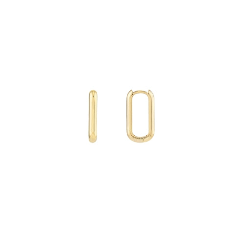 DFJ 14 Karat Yellow Gold Oblong Small Hoop Earrings