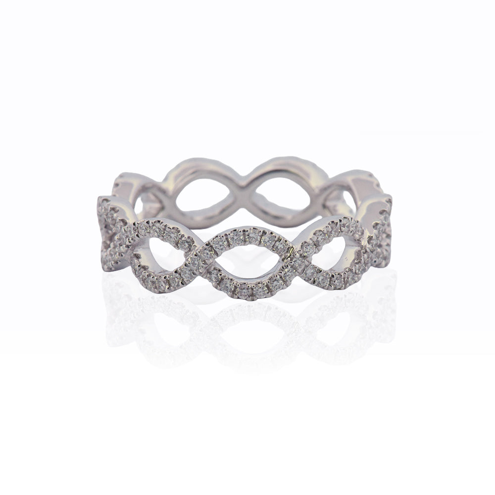 DFJ 14 Karat White Gold Pave Set Diamond Band, 0.45tw