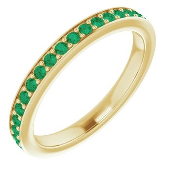 DFJ 14 Karat Yellow Gold Emerald Eternity Band