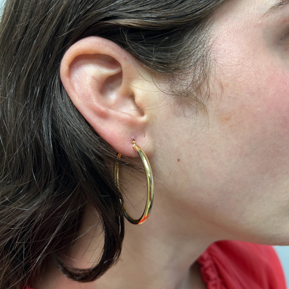 DFJ 14 Karat Yellow Gold Extra Large Hoop Earrings