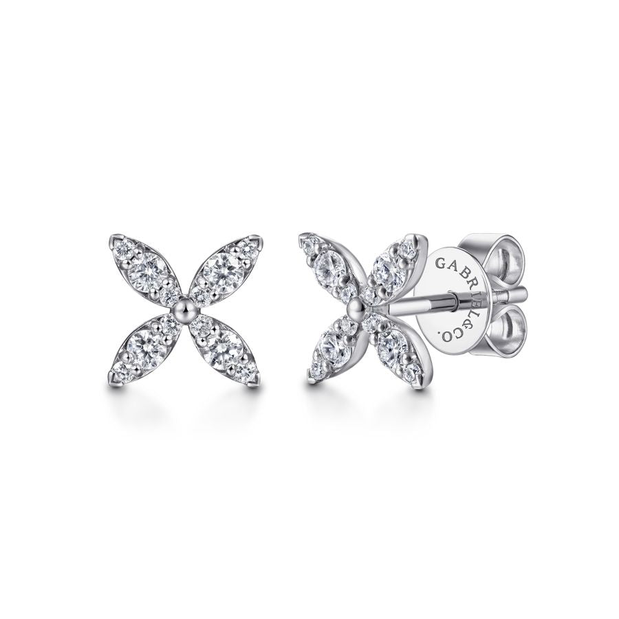 Gabriel &amp; Co. 14 Karat White Gold Pave Set Diamond Earrings, 0.3tw