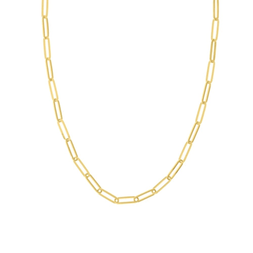 DFJ 14 Karat Yellow Gold Paperclip Necklace