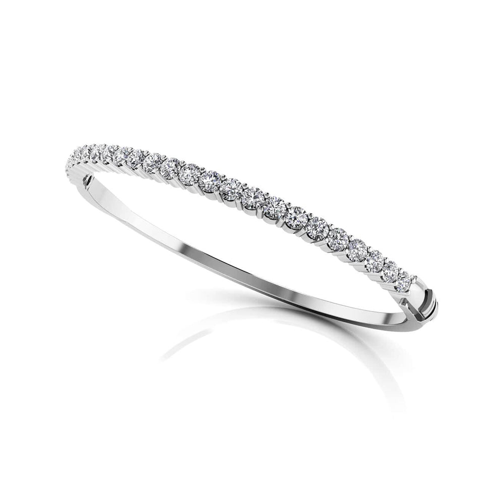 DFJ 14 Karat White Gold Classic Diamond Bangle Bracelet 2.43TWT