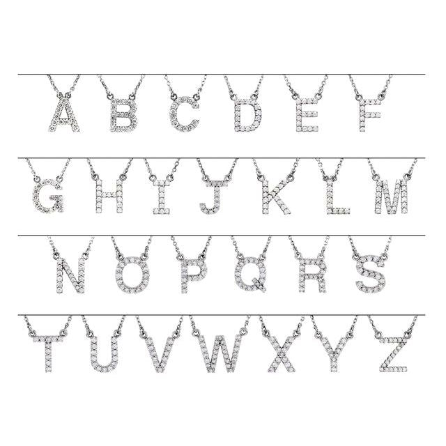 14K Rose Natural Diamond Initial V Necklace