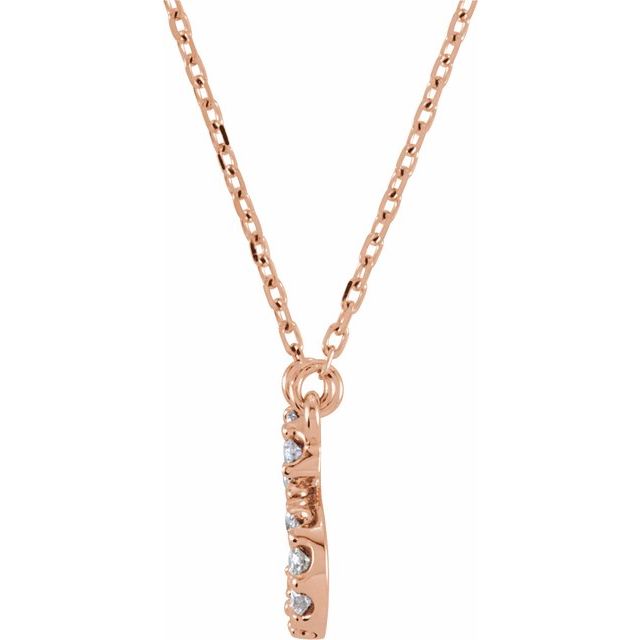 14K Rose Natural Diamond Initial D Necklace