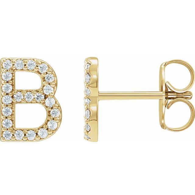14K Rose Natural Diamond Initial Y Earring