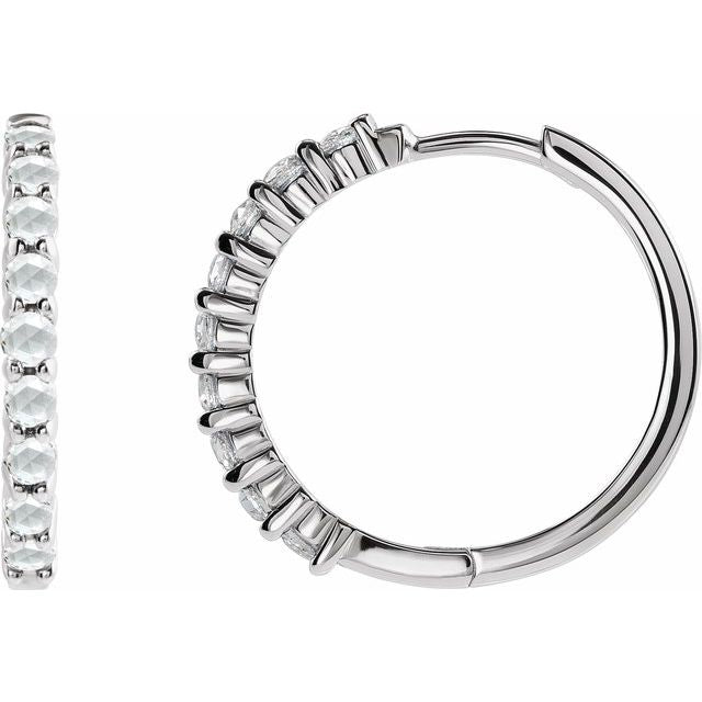 14K Rose Rose-Cut Natural Diamond  Huggie Hoop Earrings