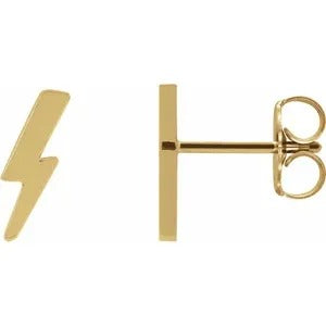 DFJ 14 Karat Yellow Gold Lightning Bolt Stud Earrings