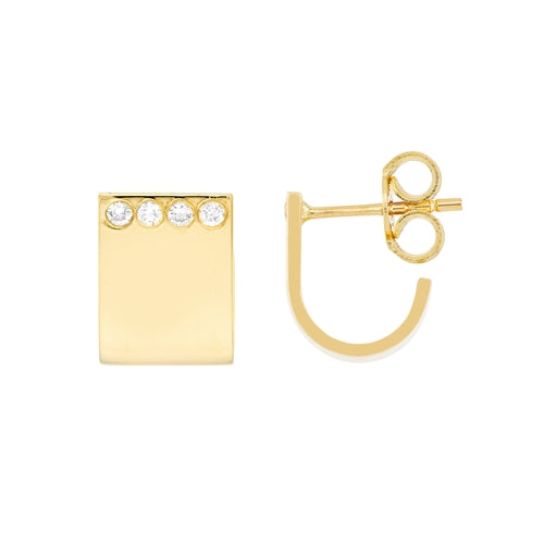 DFJ 14 Karat Yellow Gold Pave Set Diamond Earrings, 0.067tw