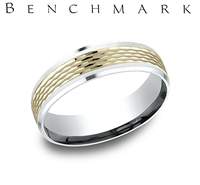 Benchmark 14 Karat Two-Tone Wedding Band - Diamond Cut
