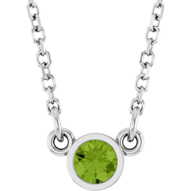 14K Rose Natural Peridot Solitaire Necklace