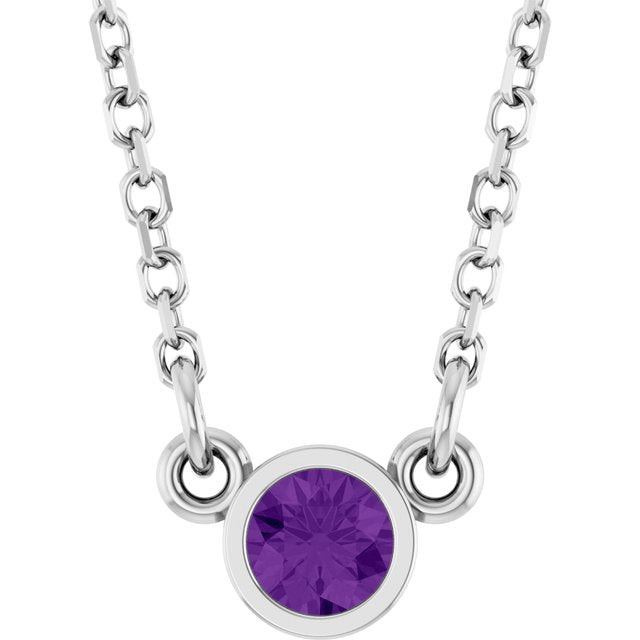 14K Rose Natural Amethyst Solitaire Necklace
