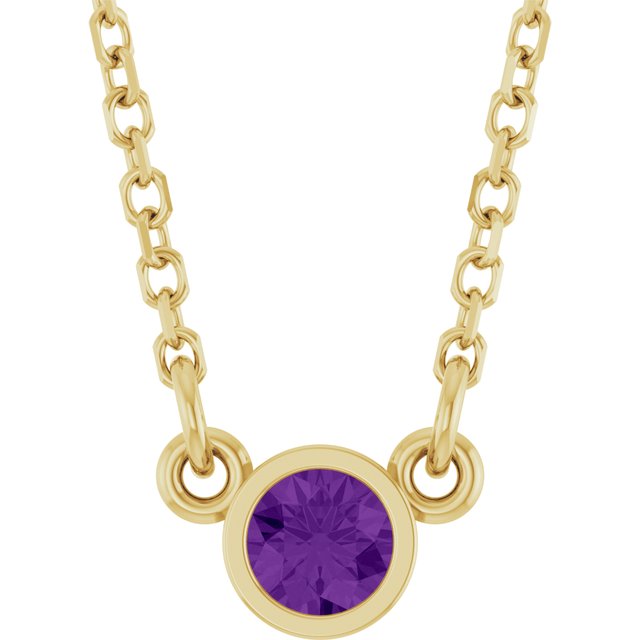 14K Rose Natural Amethyst Solitaire Necklace