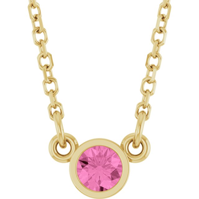 14K Rose Natural Pink Sapphire Solitaire Necklace