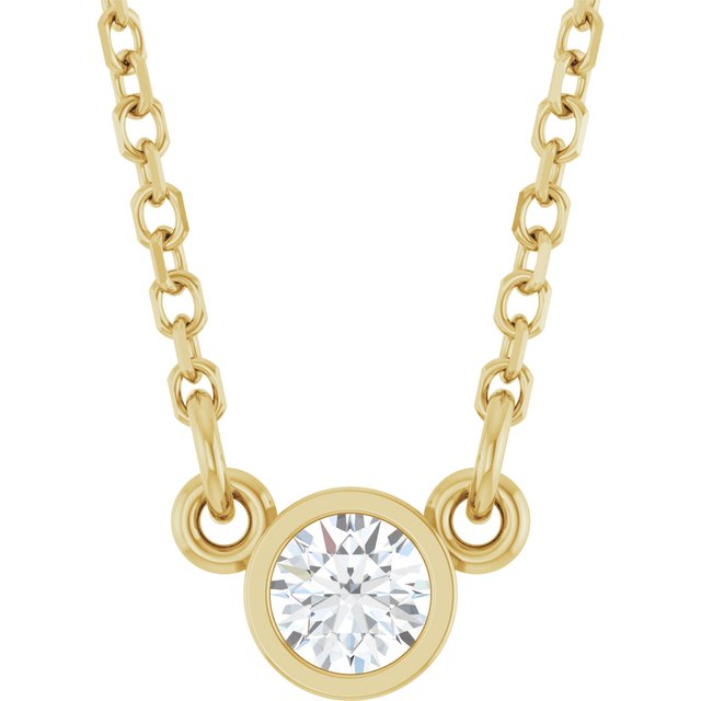 14K Rose 1/4 CT Natural Diamond Solitaire Necklace
