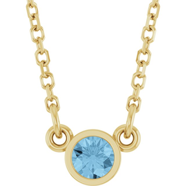 14K Rose Natural Sky Blue Topaz Solitaire Necklace