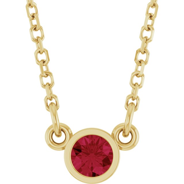 14K Rose Natural Ruby Solitaire Necklace