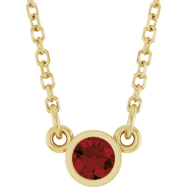 14K Rose Natural Mozambique Garnet Solitaire Necklace