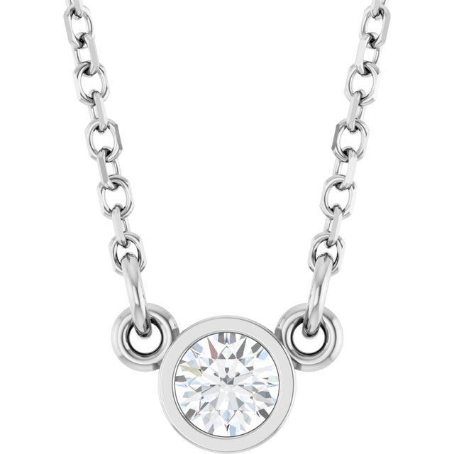 14K Rose 1/4 CT Natural Diamond Solitaire Necklace