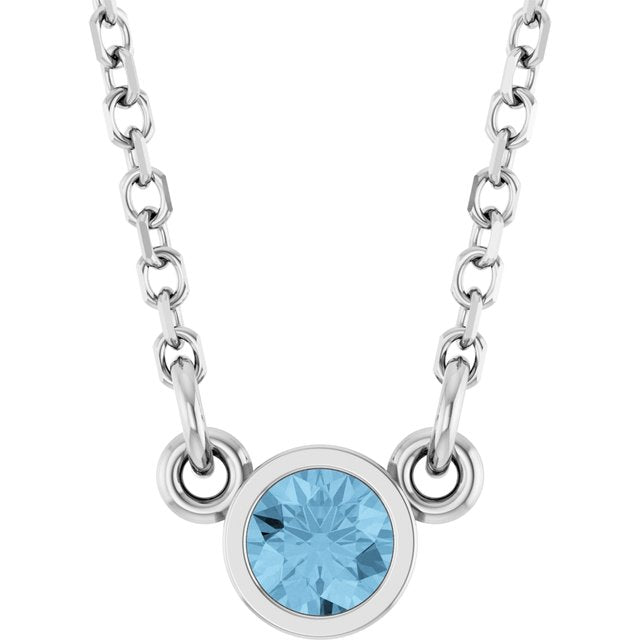 14K Rose Natural Sky Blue Topaz Solitaire Necklace