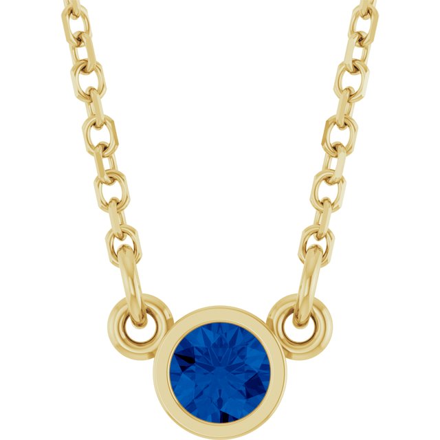 14K Rose Natural Blue Sapphire Solitaire Necklace