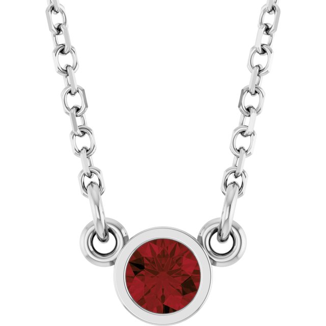 14K Rose Natural Mozambique Garnet Solitaire Necklace
