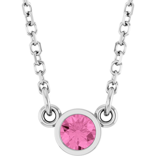 14K Rose Natural Pink Sapphire Solitaire Necklace