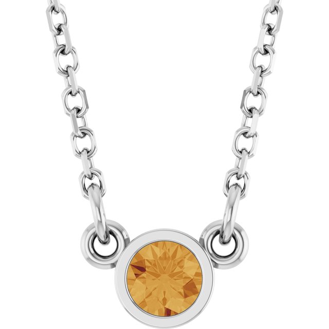 14K Rose Natural Citrine Solitaire Necklace