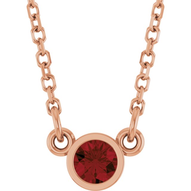 14K Rose Natural Mozambique Garnet Solitaire Necklace