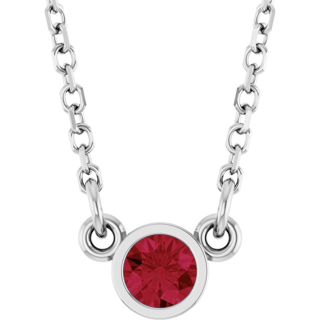 14K Rose Natural Ruby Solitaire Necklace