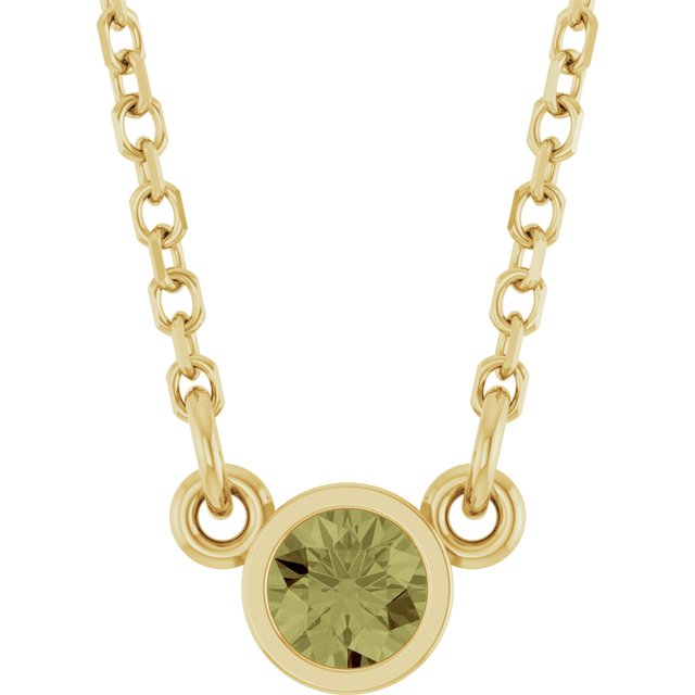 14K Rose Natural Green Sapphire Solitaire Necklace