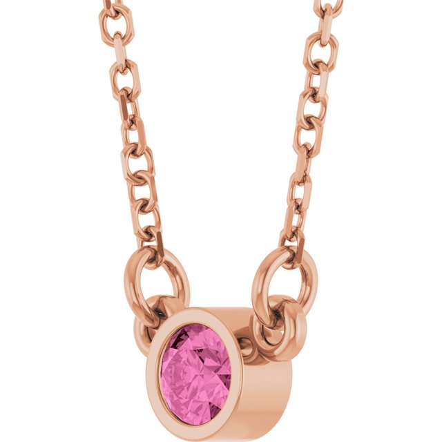 14K Rose Natural Pink Sapphire Solitaire Necklace