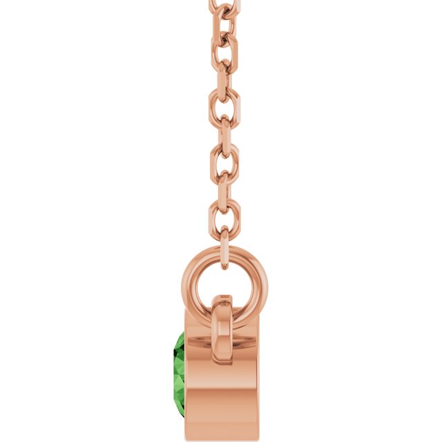 14K Rose Natural Green Tourmaline Solitaire Necklace