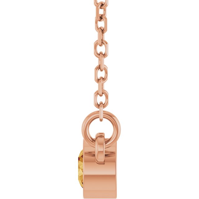 14K Rose Natural Citrine Solitaire Necklace