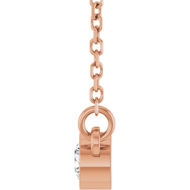 14K Rose 1/10 CT Natural Diamond Solitaire Necklace