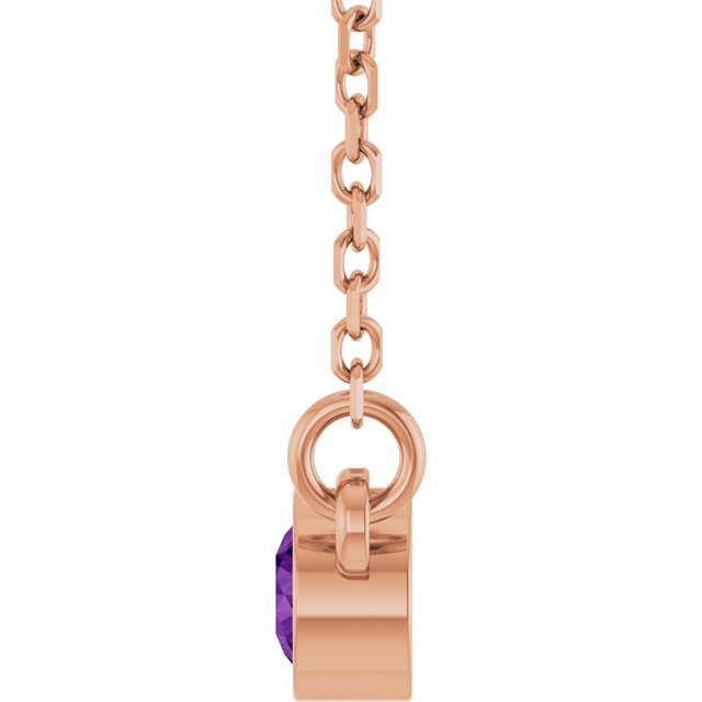 14K Rose Natural Amethyst Solitaire Necklace