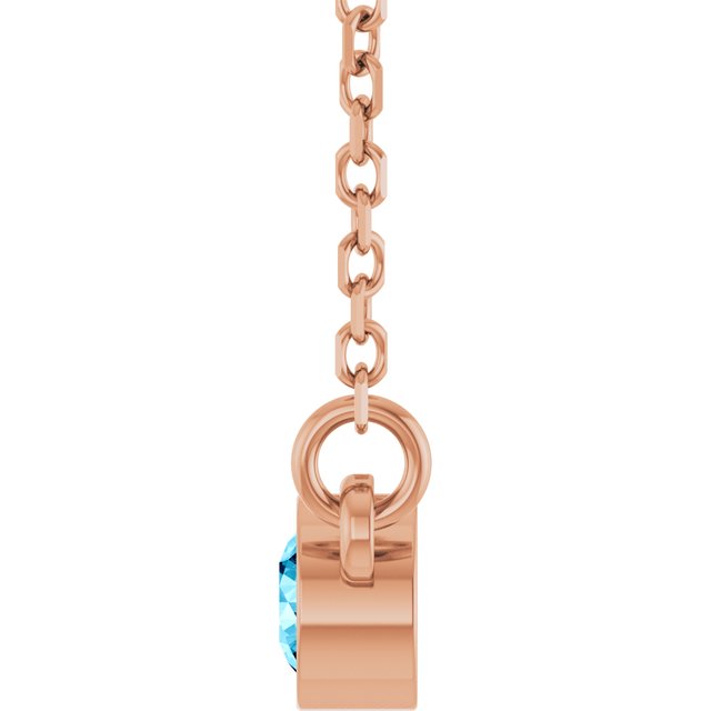 14K Rose Natural Aquamarine Solitaire Necklace