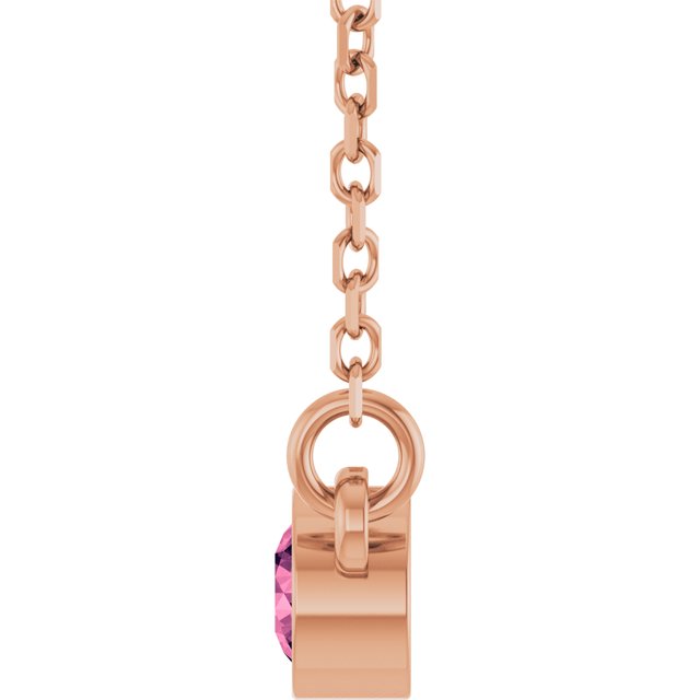 14K Rose Natural Pink Tourmaline Solitaire Necklace