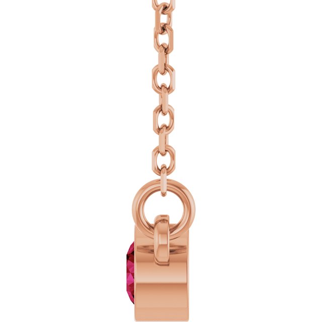 14K Rose Natural Ruby Solitaire Necklace