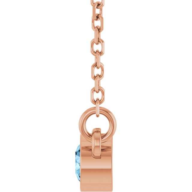 14K Rose Natural Sky Blue Topaz Solitaire Necklace